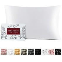 Mellanni Mulberry Silk Collection 19 Momme White Silk Pillowcase, Gift Box, Queen 20"x30"