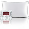 thumbnail image 1 of Mellanni Mulberry Silk Collection 19 Momme White w/ Black Piping Silk Pillowcase, Standard, 1 of 8