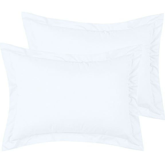 Mellanni Pillow Shams Set of 2, Decorative Pillow Cases with 2" Flange, Standard, White