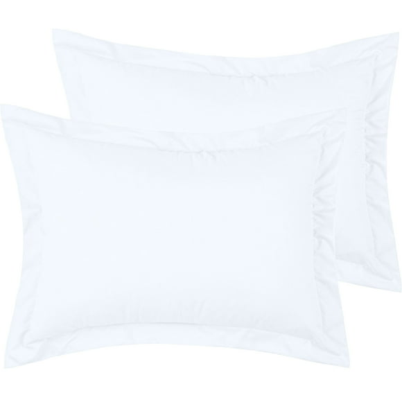 Mellanni Pillow Shams Set of 2, Decorative Pillow Cases with 2" Flange, Standard, White