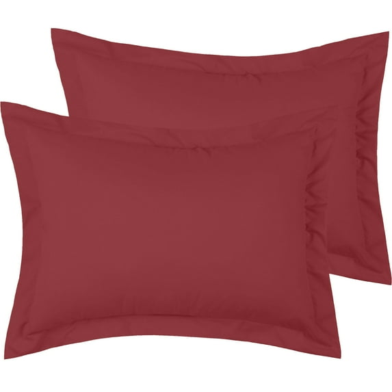Mellanni Pillow Shams Set of 2, Decorative Pillow Covers with 2" Flange, Standard, Brick Red