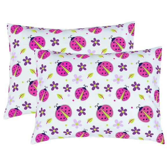 Mellanni Pillowcase Set of 2 Toddler size 14 x 19, Ladybugs Print - Soft Hypoallergenic Bedding for Kids - Wrinkle Resistant Microfiber Pillow cases for Girls