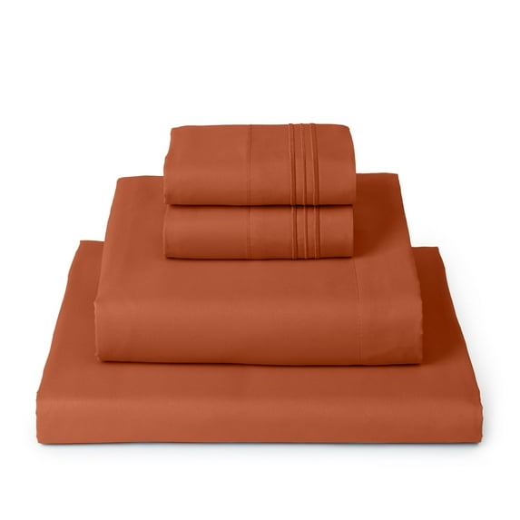 Mellanni 4-Piece Iconic California King Bedsheet Set - Microfiber, 16" Deep Pocket, Cooling, Wrinkle, Fade, Stain Resistant, Terracotta