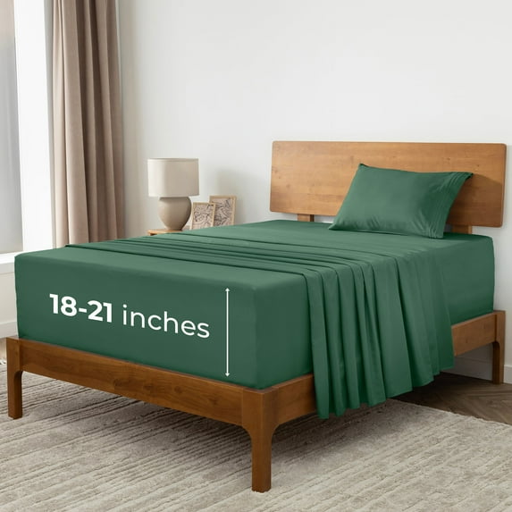 Mellanni Sheet Set Brushed Microfiber, Extra Deep Pocket, 3 Piece Twin XL, Emerald Green