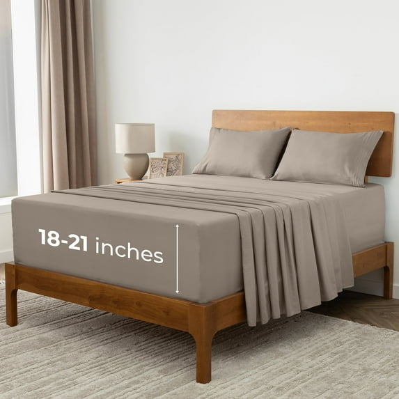 Mellanni Sheet Set Brushed Microfiber, Extra Deep Pocket, 4 Piece California King, Tan