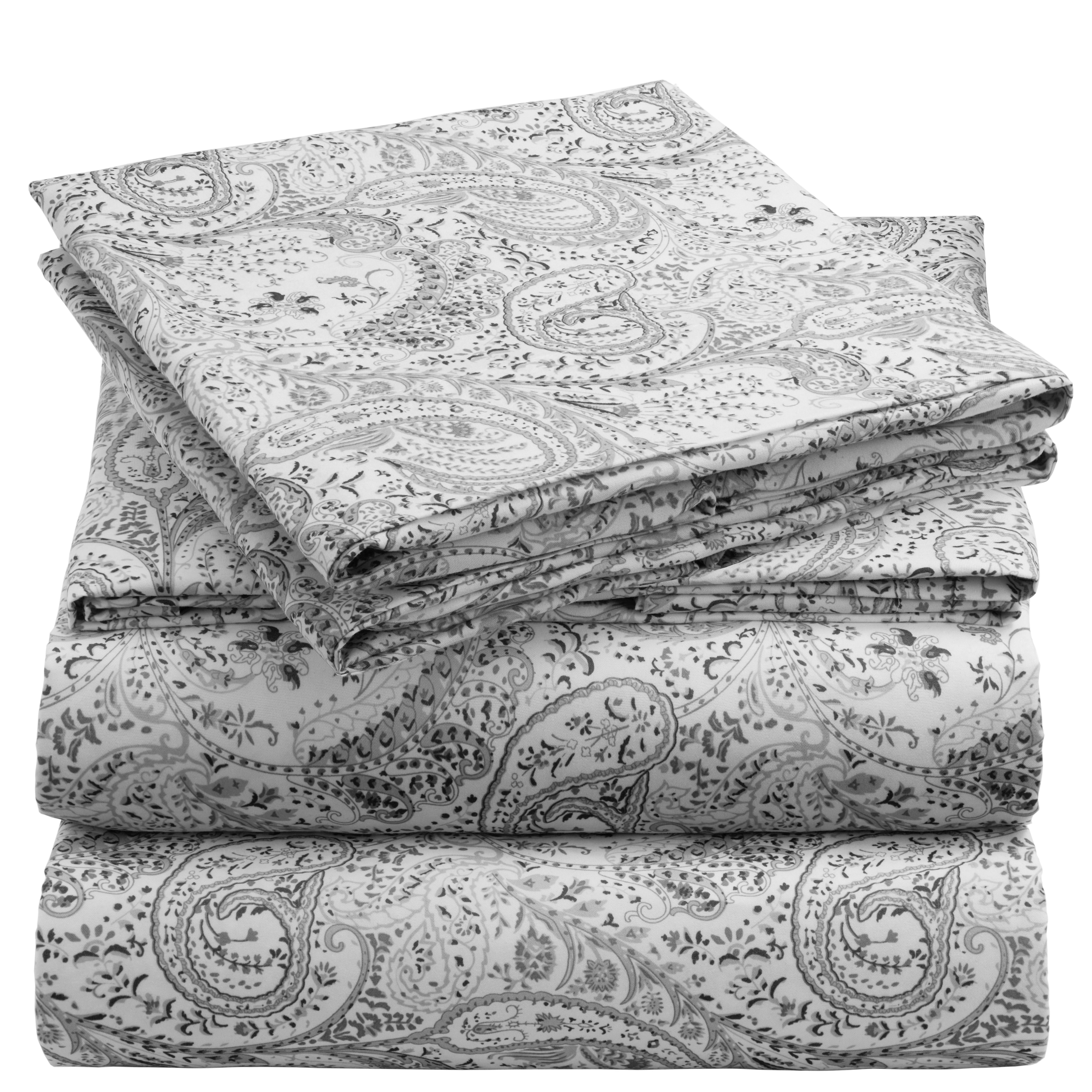 Paisley Gray Full Microfiber Deep Pocket Sheet Set