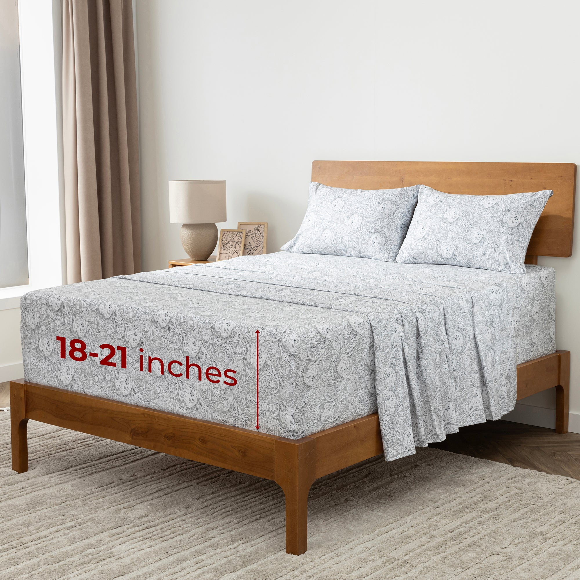 Paisley Gray Full Microfiber Deep Pocket Sheet Set