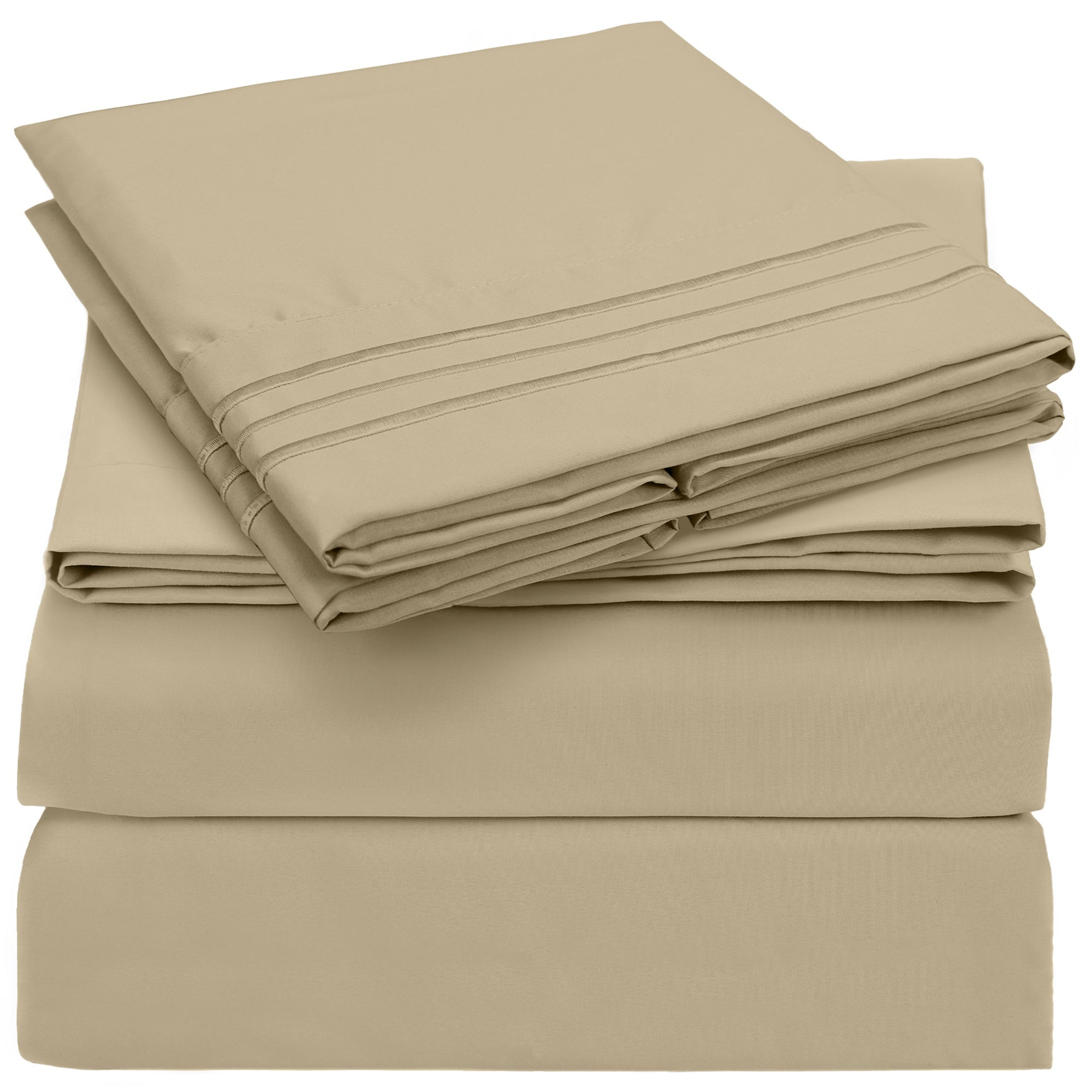 Queen Size New Beige Microfiber Deep Pocket Sheet Set