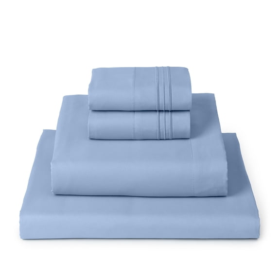 Mellanni 4-Piece Iconic King Bedsheet Set - Microfiber, 16" Deep Pocket, Cooling, Wrinkle, Fade, Stain Resistant, Sky Blue