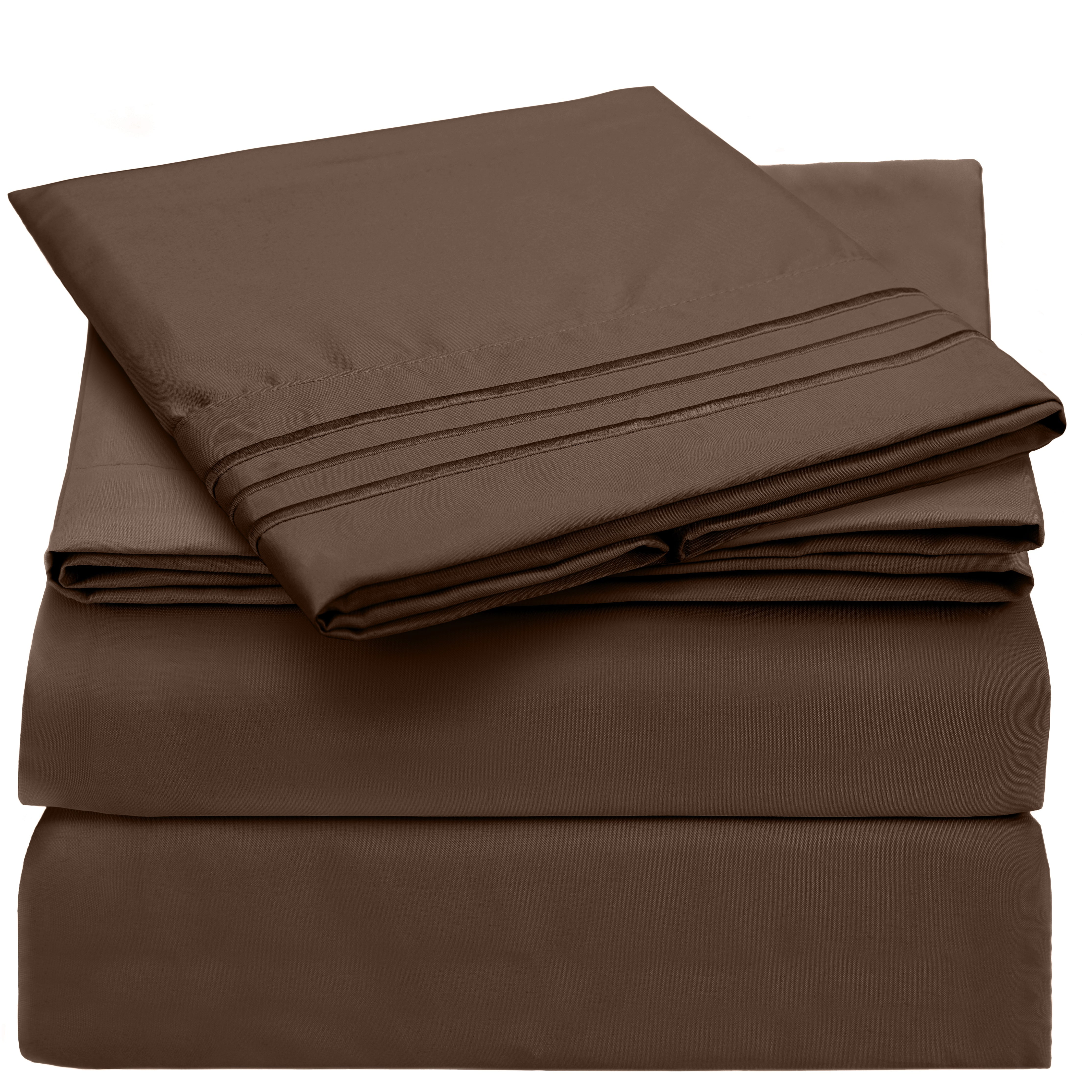 Twin Brown Microfiber Sheet Set with Chevron Pattern