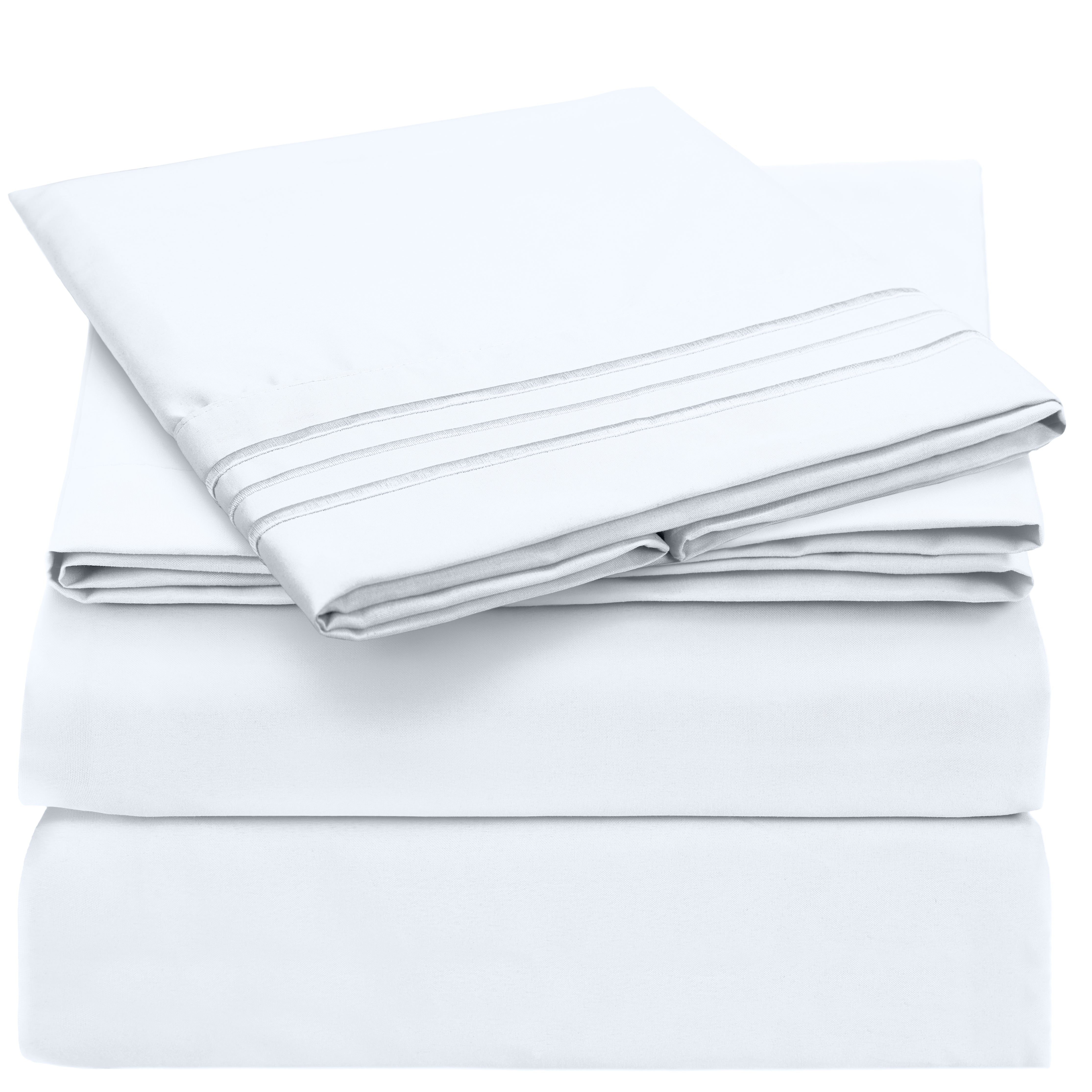Mellanni Sheet Set Iconic Hotel Luxury Brushed Microfiber, Deep Pocket Sheet, 3 Piece Twin White - image 1 of 7
