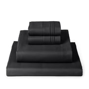 Mellanni Sheet Set Iconic Hotel Luxury Brushed Microfiber, Deep Pocket Sheet, 4 Piece Full Black