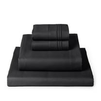 Mellanni Sheet Set Iconic Hotel Luxury Brushed Microfiber, Deep Pocket Sheet, 4 Piece Full Black