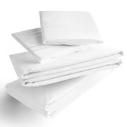 Mellanni Sheet Set Iconic Hotel Luxury Brushed Microfiber, Deep Pocket Sheet, 4 Piece Queen White