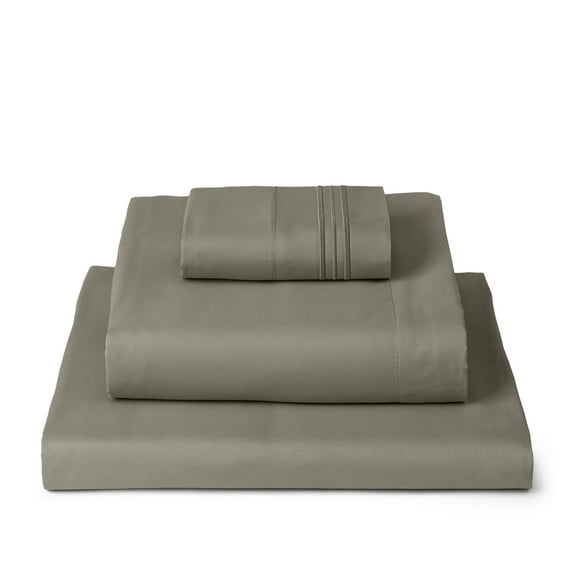 Mellanni 3-Piece Iconic Twin Bedsheet Set - Microfiber, 16" Deep Pocket, Cooling, Wrinkle, Fade, Stain Resistant, Dark Taupe