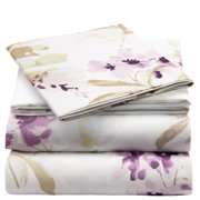 Mellanni 3-Piece Iconic Twin Bedsheet Set - Microfiber, 16" Deep Pocket, Cooling, Wrinkle, Fade, Stain Resistant, Madison Purple