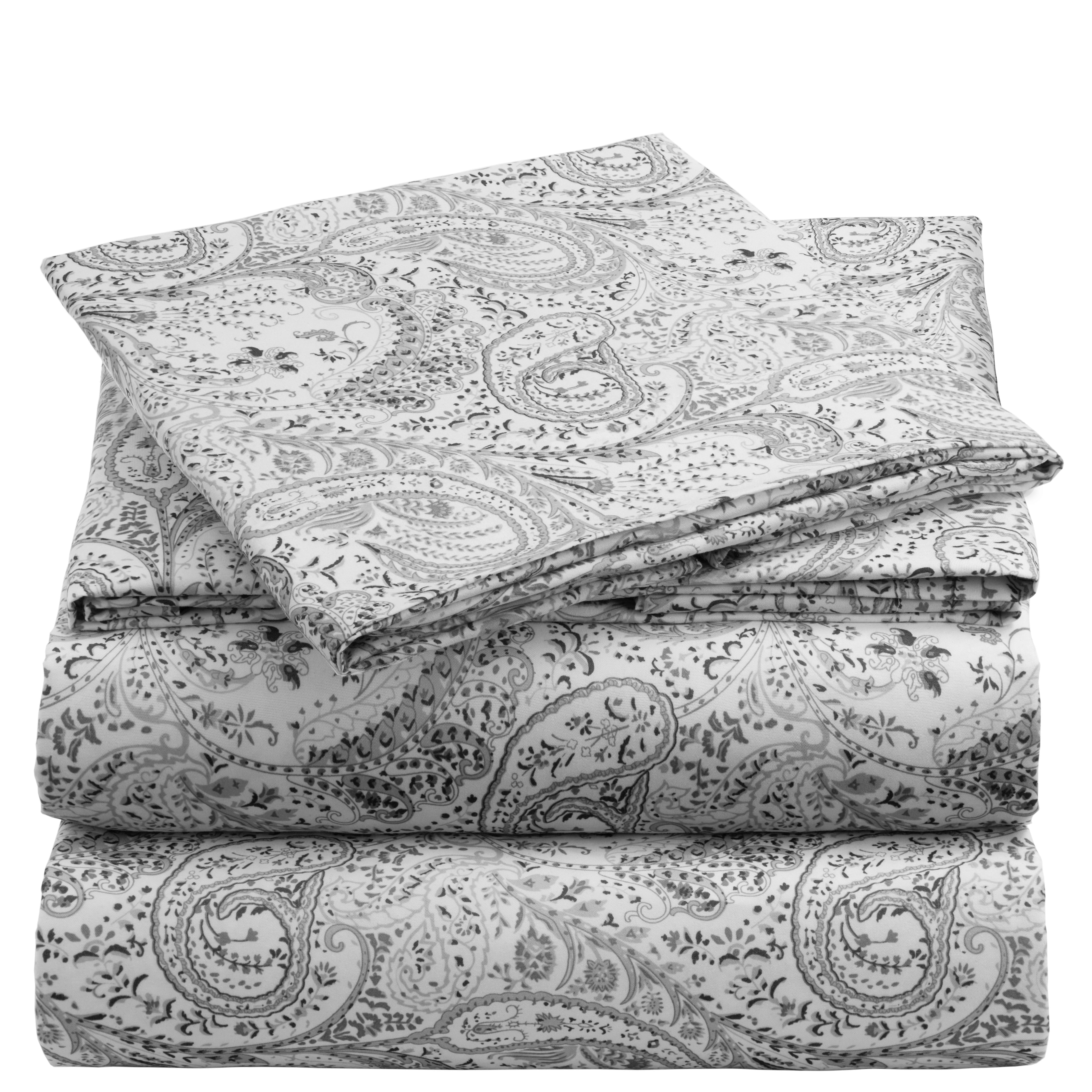 Twin Paisley Gray Microfiber Deep Pocket Sheet Set