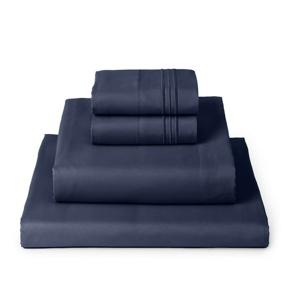 Mellanni 4-Piece Iconic California King Bedsheet Set - Microfiber, 16" Deep Pocket, Cooling, Wrinkle, Fade, Stain Resistant, Navy Blue