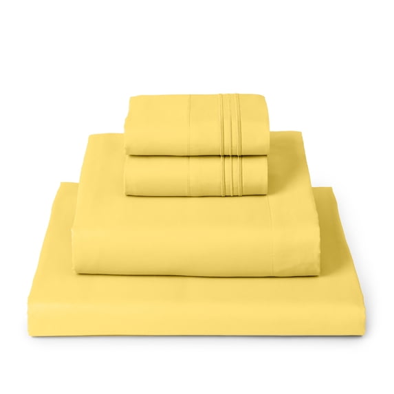 Mellanni Sheet Set Luxury Brushed Microfiber, Deep Pocket Sheet, 4 Piece California King Yellow