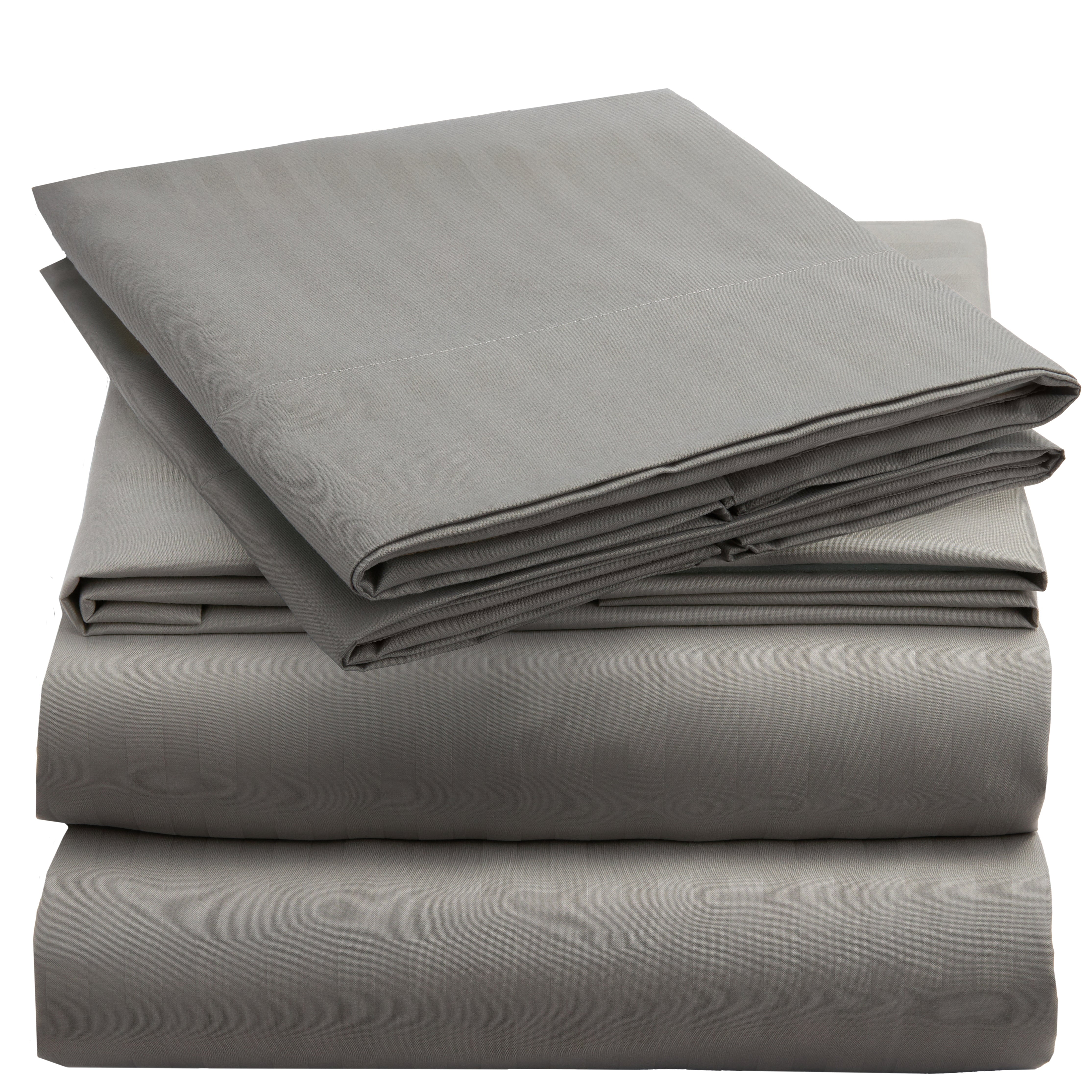 King Gray and Silver Striped Microfiber Sheet Set