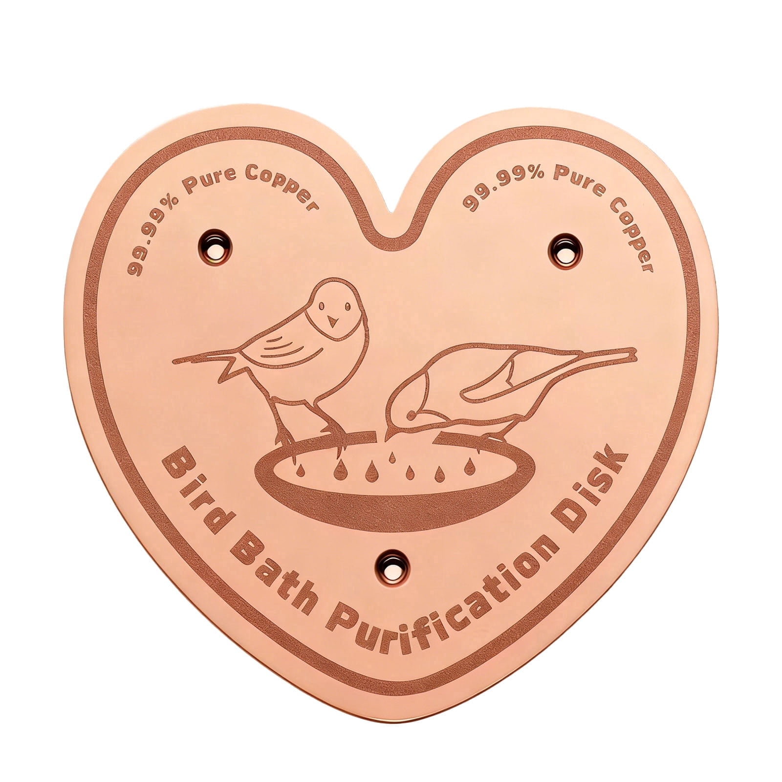 Bird Bath Copper Disk, 0.6mm Reinforced 99.99% Pure Copper Cleaning Disk with Triple-Point Support for Physical Safe Clean Water All-Season, Universal Fit for Outdoor Birdbaths, Bowl, Bird Bath Solar