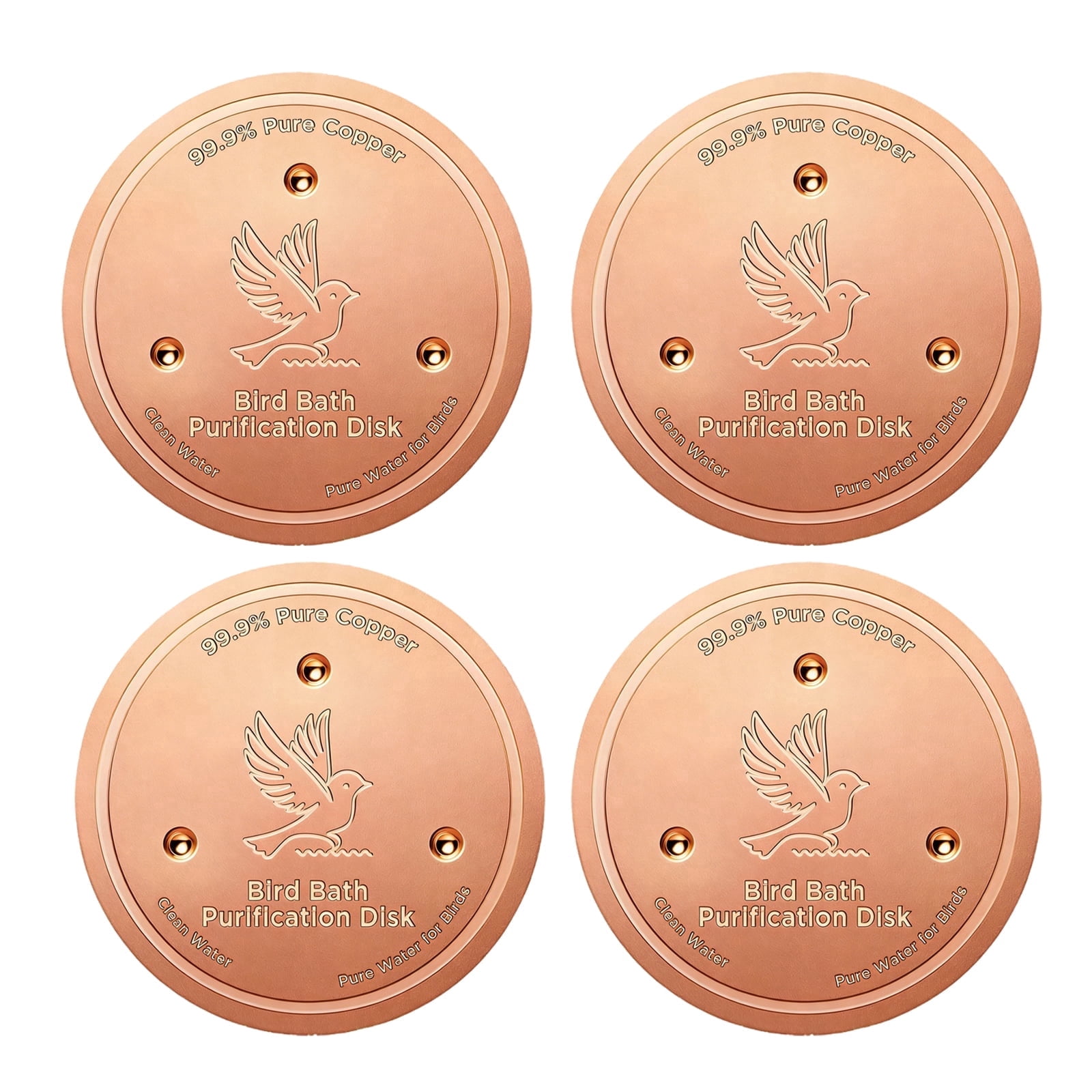 Bird Bath Copper Disk, 0.6mm Reinforced 99.99% Pure Copper Cleaning Disk with Triple-Point Support for Physical Safe Clean Water All-Season, Universal Fit for Outdoor Birdbaths, Bowl, Bird Bath Solar