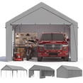 thumbnail image 1 of Mellcom 12' x 24' Carport, Heavy Duty Portable Garage with Side Doors and Removable Sidewalls, All-Season Car Port for Car,SUV,Truck,Gray, 1 of 7
