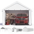 thumbnail image 1 of Mellcom 12' x 24' Carport, Heavy Duty Portable Garage with Side Doors and Removable Sidewalls, All-Season Car Port for Car,SUV,Truck,White, 1 of 7