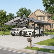 Mellcom 20x20 Heavy-Duty Metal Carport with Enhanced Base & Galvanized Steel Roof for Car, Boats and Truck