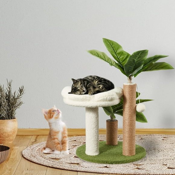 Mellcom Cat Tree Tower, Coconut Palm Tree with Sisal Scratching Post for Indooor Cats, Green