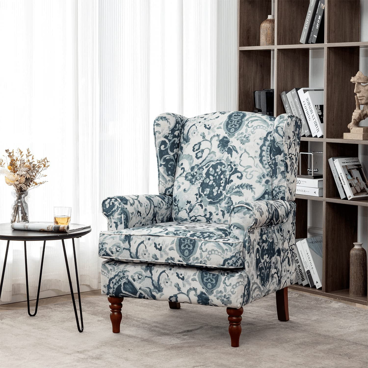 Mellcom Upholstered Accent Chair Floral Print Fabric Armchair
