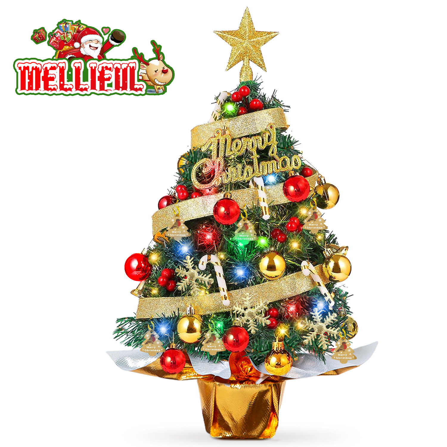31" Rustic Green and Gold Layered Christmas Tree With a Star Tabletop