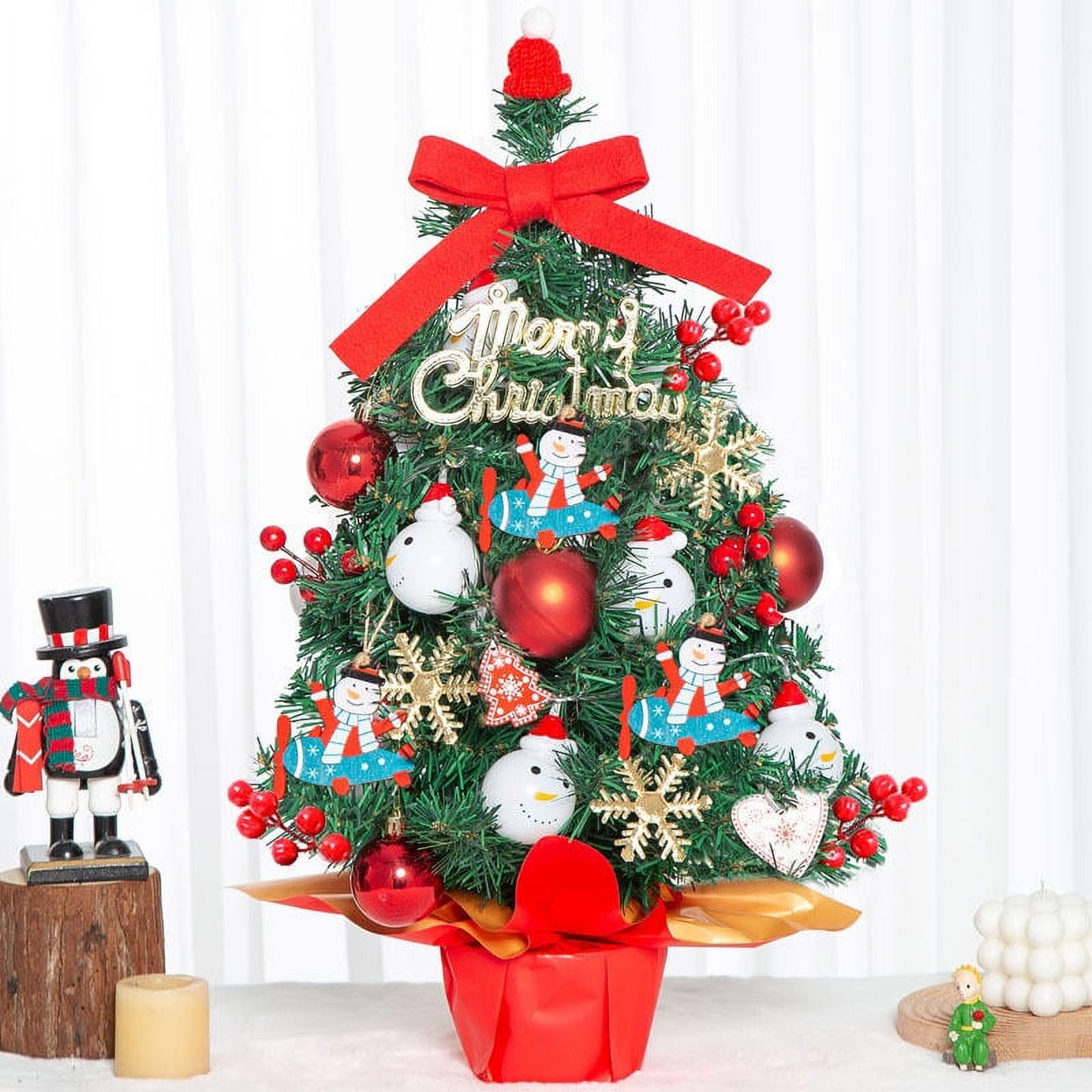 Melliful Small Prelit Tabletop Christmas Tree, Artificial Mini
