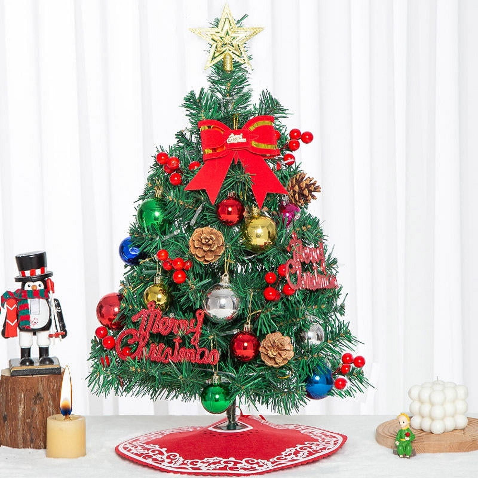 Melliful Small Prelit Tabletop Christmas Tree, Artificial Mini