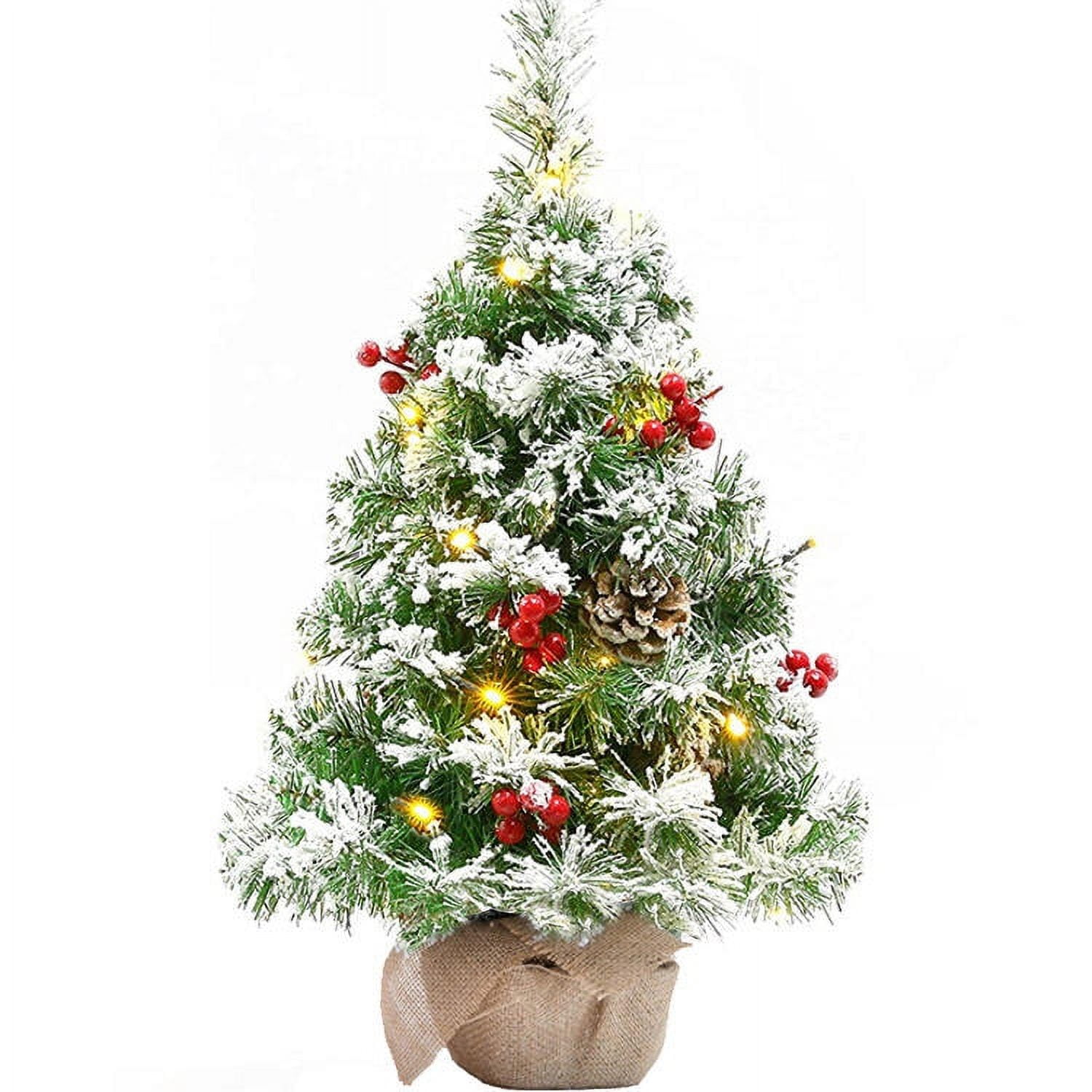 Melliful Small Prelit Tabletop Christmas Tree, Artificial Mini