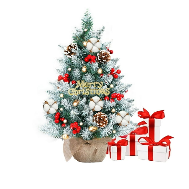 Melliful Small Prelit Tabletop Christmas Tree, Artificial Mini