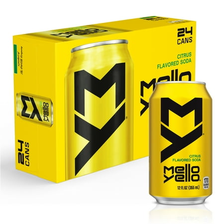 Mello Yello Citrus Soda Pop, 12 fl oz, 24 Pack Cans