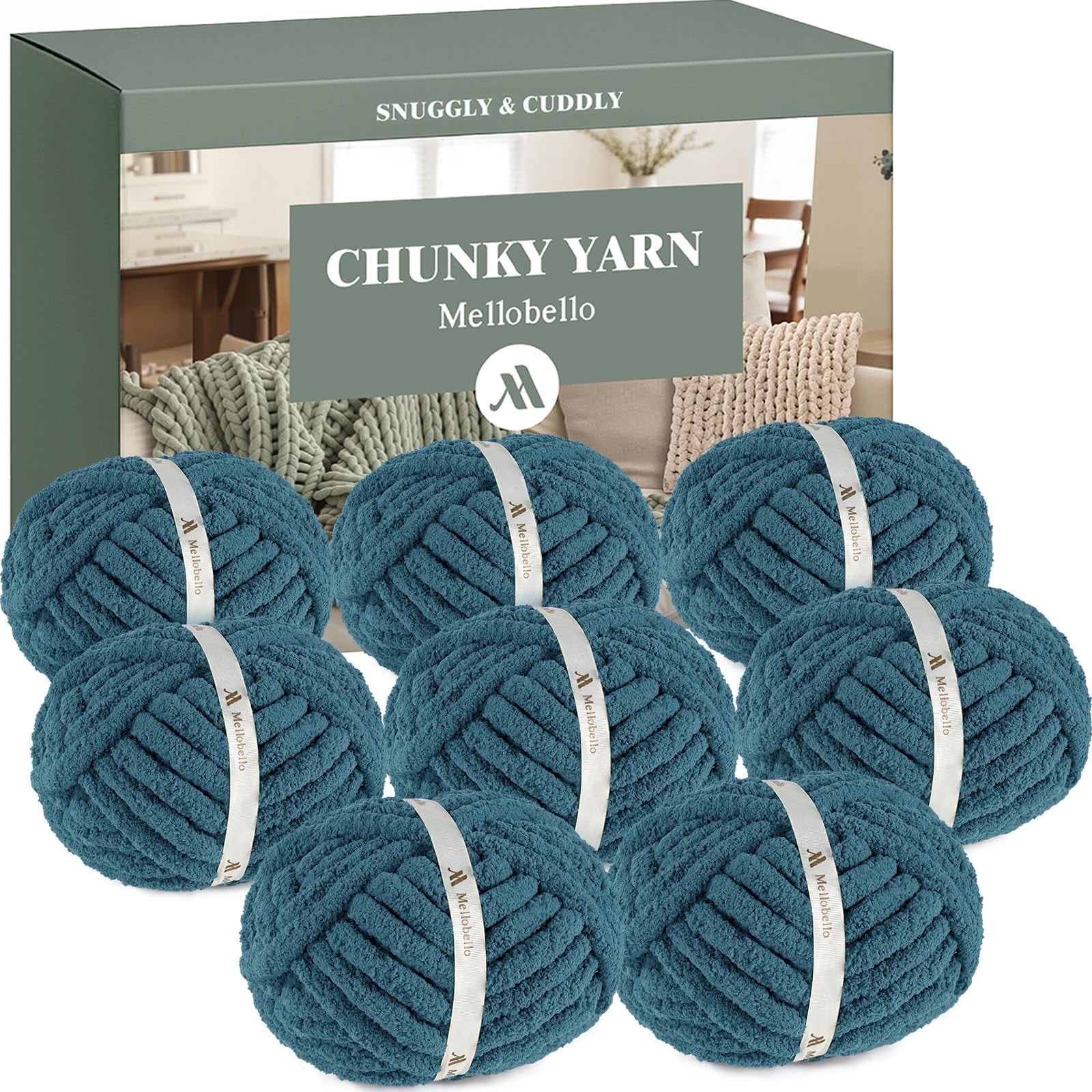 Mellobello Jumbo Chunky Yarn for Hand Knitting - Super Thick Chenille ...