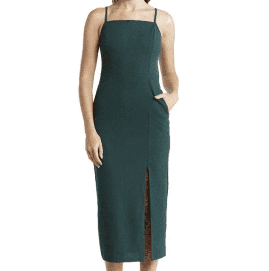 Melloday Melloday Techno Crepe Square Neck Dress, Size L | Sz: L | Color: green Melloday Melloday Techno Crepe Square Neck Dress, Size L | Sz: L | Color: green