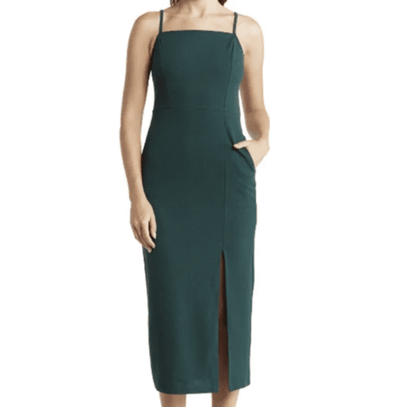 Melloday Techno Crepe Square Neck Dress, Size L