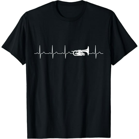 Mellophone Heartbeat Marching Band Brass Instrument Music T-Shirt