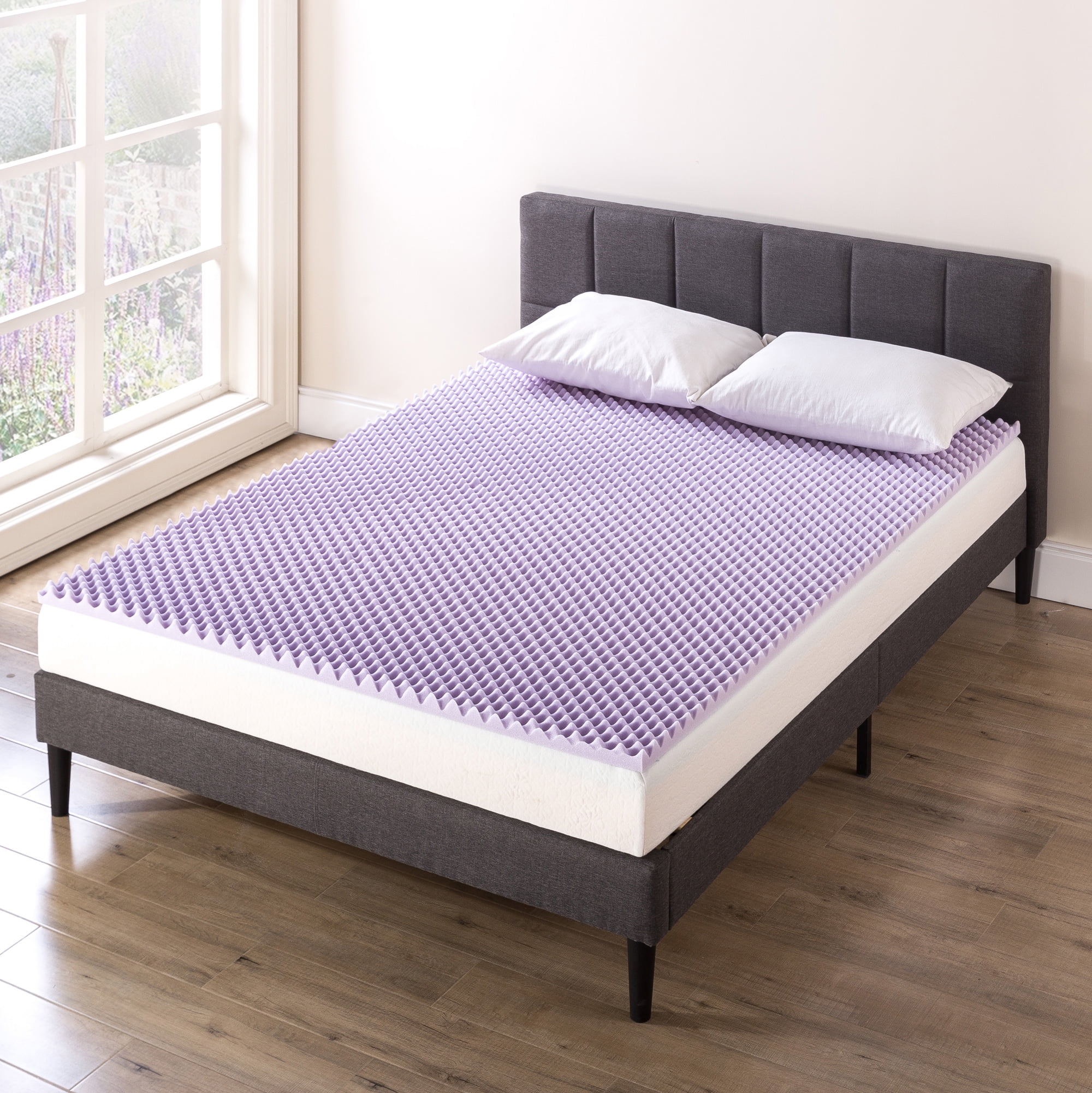 Mellow 1.5" Memory Foam Egg Crate Mattress Topper with Lavender Infusion, Full