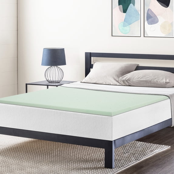 Mellow 1.5" Ventilated Memory Foam Mattress Topper with Green Tea Infusion, Queen