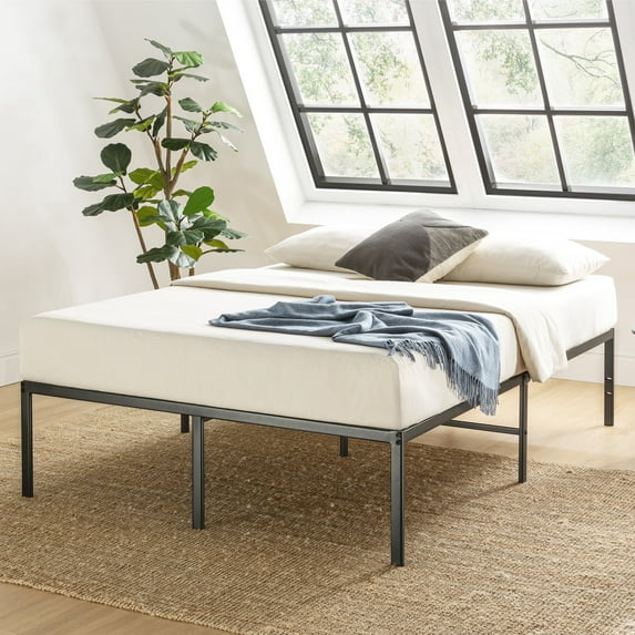 Best Price Mattress 16" Metal Platform Bed Frame, Heavy Duty Steel Slats, Black, Full