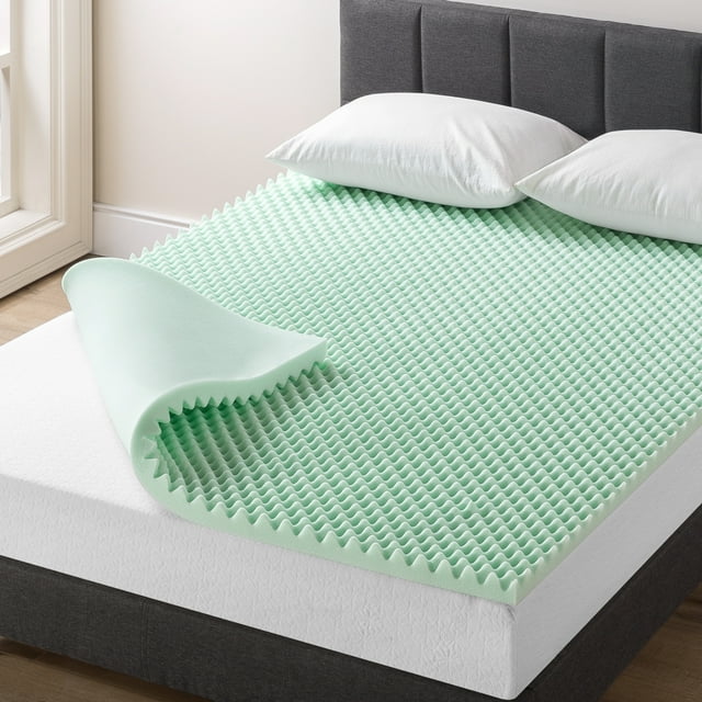Mellow 2" Egg Crate Memory Foam Mattress Topper with Aloe Vera Infusion
