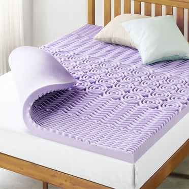 Mellow 3" 5-Zone Memory Foam Mattress Topper with Lavender Infusion, Twin