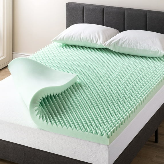Mellow 3" Egg Crate Memory Foam Mattress Topper with Aloe Vera Infusion, Queen