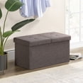 thumbnail image 1 of Mellow 30" Smart Lift Top Button Fabric Collapsible Storage Ottoman, Brown, 1 of 8
