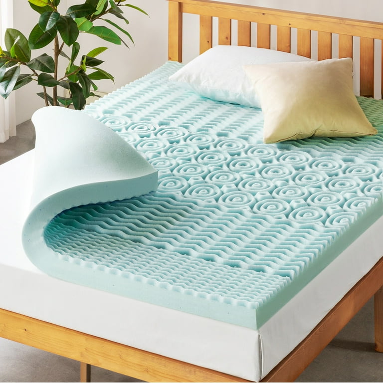 Lucid Comfort Collection 4 inch Gel and Aloe Infused Memory Foam Topper - Twin Blue