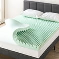 thumbnail image 1 of Mellow 4" Egg Crate Memory Foam Mattress Topper with Aloe Vera Infusion, Short Queen, 1 of 10
